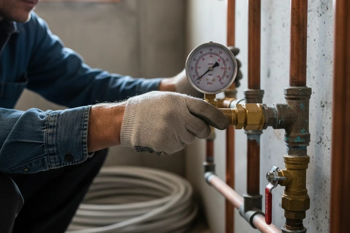 Pressure testing a repaired line during Water Line Repair in Lookout Mountain